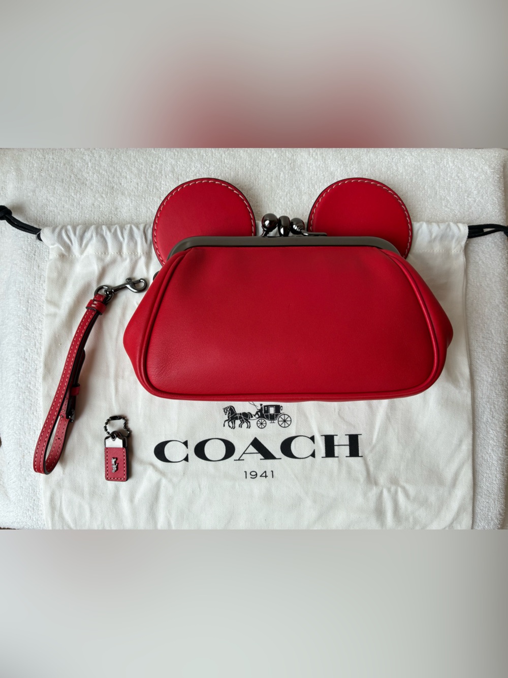 Coach 1941 x Disney Mickey Mouse Ears Red Kisslock Wristlet/Clutch
